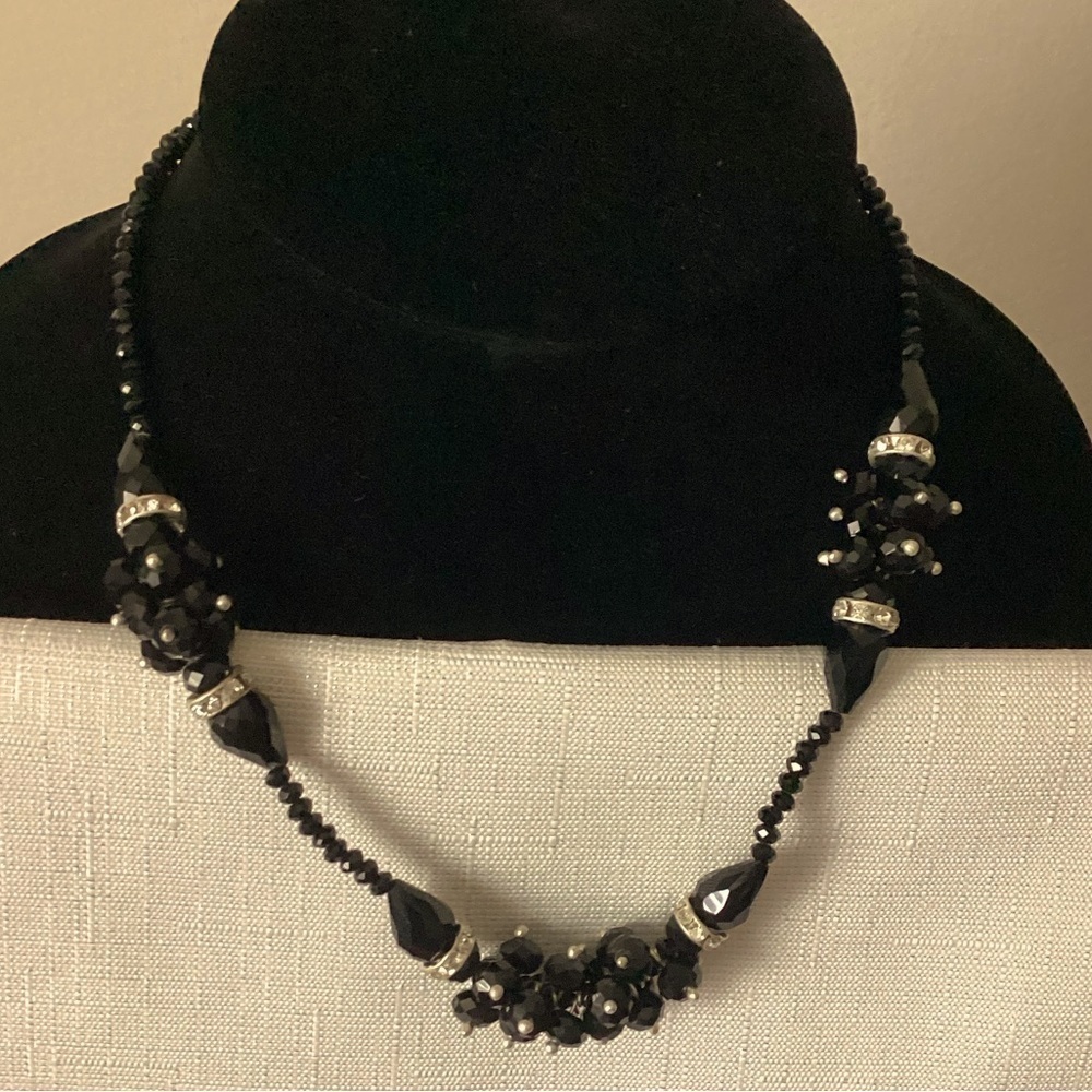 Black Cut Genuine Crystal Necklace